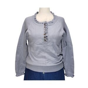 BTFBM Periwinkle Ruffle Knit Sweater Womens L Cottagecore Soft Girl Pullover